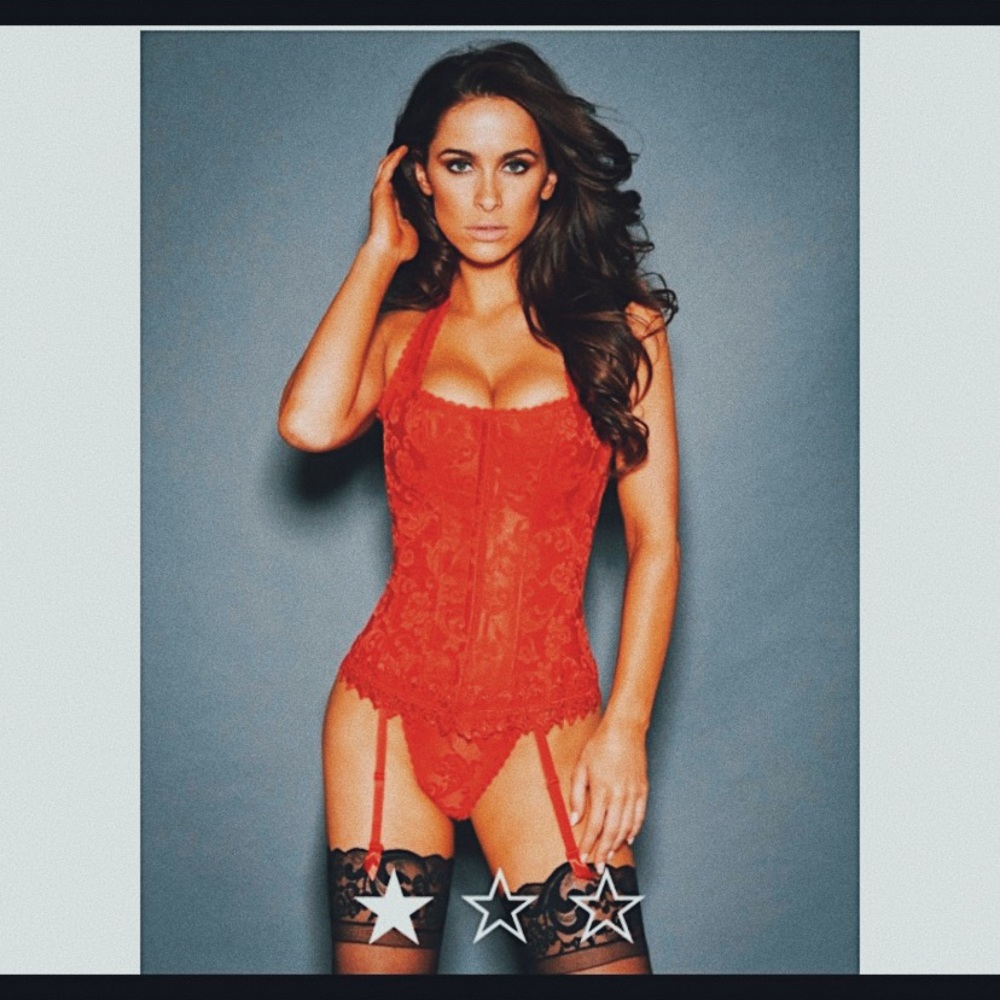 Red halter lace up corset